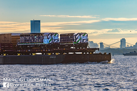 NYNJ Rail, McAllister Towing Bruce McAllister, Wabtec/MTA NYCT Subway R255, New York Harbor