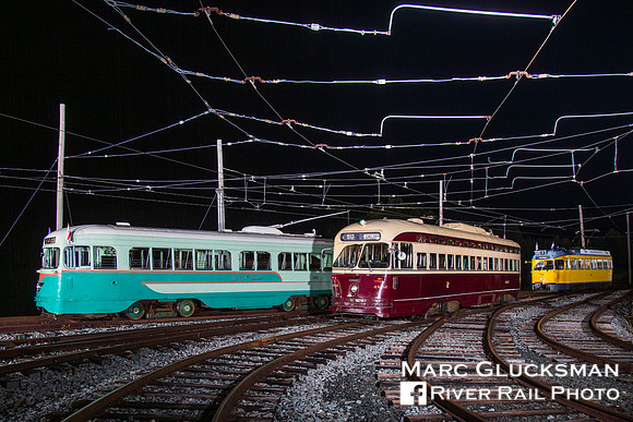 PCCs DC Transit 1101, TTC 4602, Haag 1329, National Capital Trolley Museum