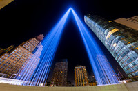 Up Close At The 911 Tribute In Light, New York, New York