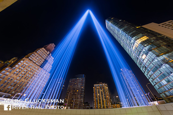 Up Close At The 911 Tribute In Light, New York, New York