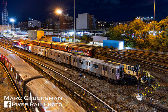 MTA NYCT Subway, Work 26 HL013 HL007 1218 1217 1216, Concourse Yard, Bronx, New York
