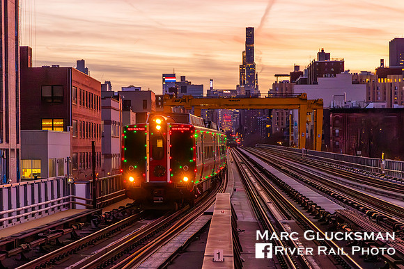 MTA Metro-North Holiday Lights, Train 349 MNCW 9620, Harlem-125 Street, New York, New York
