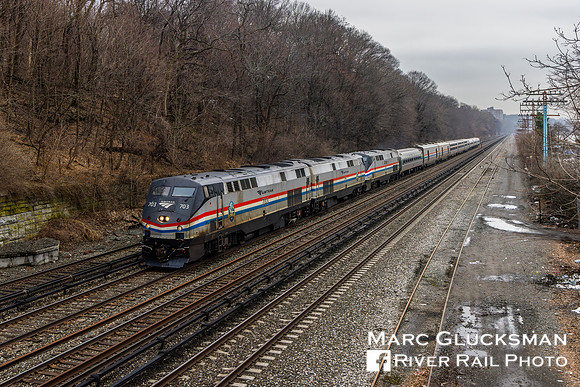 Amtrak 49 Lake Shore Limited, AMTK 703 715 145, MNR Riverdale, Bronx, New York