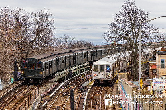 MTA NYCT Subway R-1 103 and R-46, Fulton Street Line, Brooklyn, New York