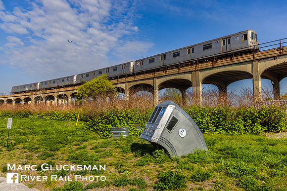 MTA NYCT Subway, Beach 60 Street with Subway Sea Serpent statue, Arverne, Queens, New York