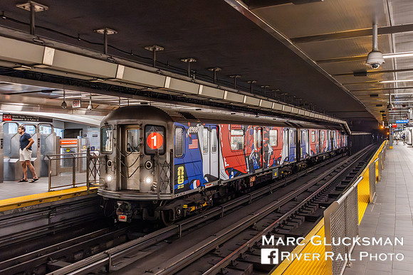 2026 MTA NYCT Subway FIFA Wrap, 1 Line, France (2471-2475) and Senegal (2370-2366), Cortland-WTC