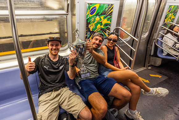 2026 MTA NYCT Subway FIFA Wrap, R Line, Interior - Brazil