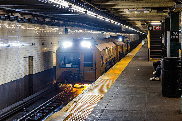 MTA NYCT Subway A Line, Loram Rail Grinder, New York, New York
