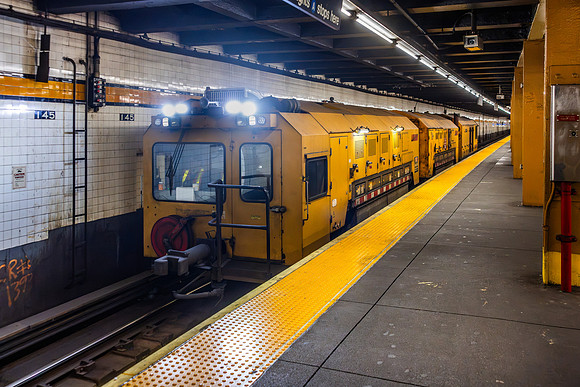 MTA NYCT Subway A Line, Loram Rail Grinder, New York, New York