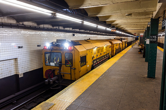 MTA NYCT Subway A Line, Loram Rail Grinder, New York, New York
