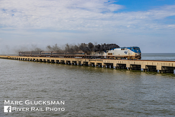 Amtrak Train 20 Crescent AMTK 41 88, Lake Ponchartrain, Slidell, Louisiana