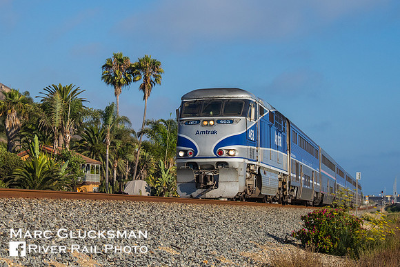 Amtrak California Surfliner Train 777, AMTK 463, Ventura, California