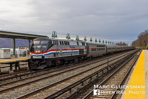 Amtrak Train 48 (Lake Shore Limited), AMTK 715, MNR Riverdale Station, Bronx, New York