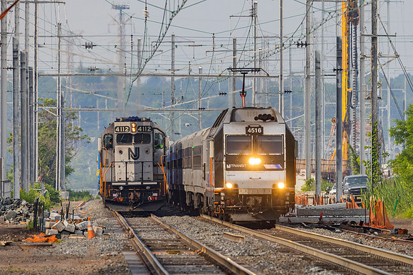NJT Rail Train, NJTR 4112, NJT 7216, NJTR 4516, Perth Amboy, New Jersey