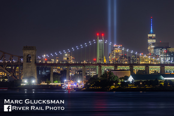 911 Tribute In Light, Freedom Tower, Triboro Bridge, Hell Gate Bridge, New York