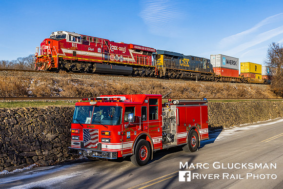CSXT 911, CSX I010-14, with Piermont FD, Blauvelt, New York