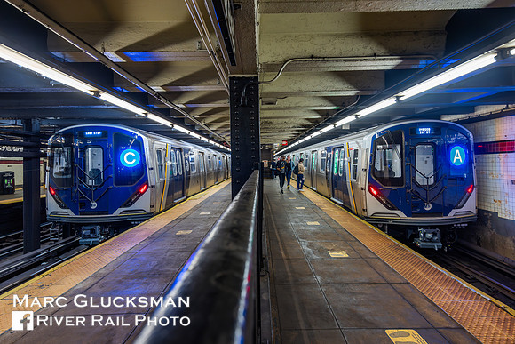 MTA NYCT R211 Meet - NYCT R211T 4050 and R211A 4215, 168 Street Station, New York, New York
