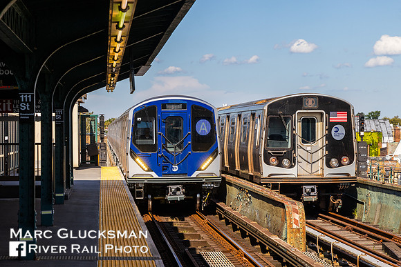 MTA NYCT Subway R211-R179 meet, 111 Street, Queens, New York