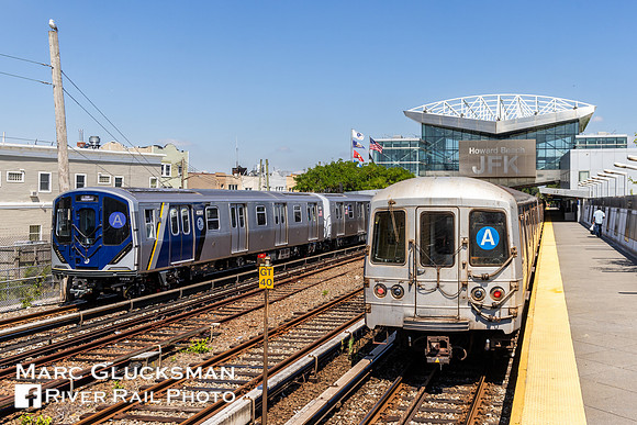 MTA NYCT Subway R211-R46 meet, Howard Beach-JFK, Queens, New York