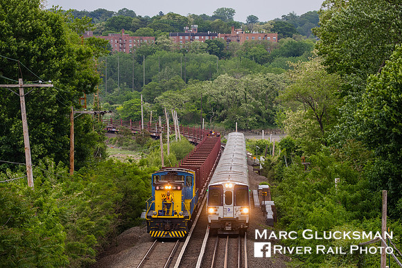 LIRR Rail Train With M9 Passing, Bayside, New York