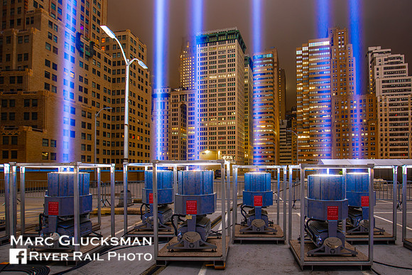 Up Close At The 911 Tribute In Light, New York, New York