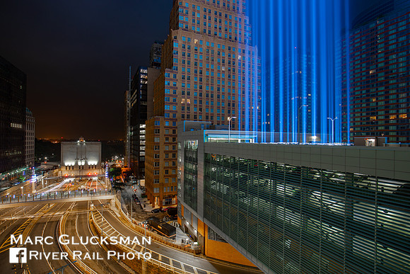 Up Close At The 911 Tribute In Light, New York, New York