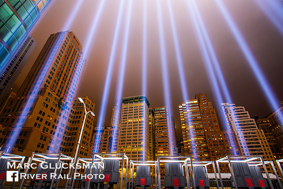 Up Close At The 911 Tribute In Light, New York, New York