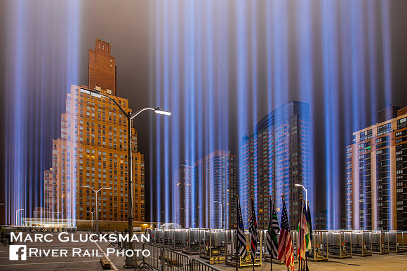 Up Close At The 911 Tribute In Light, New York, New York