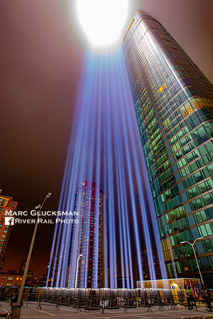 Up Close At The 911 Tribute In Light, New York, New York