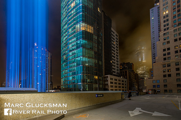 Up Close At The 911 Tribute In Light, New York, New York