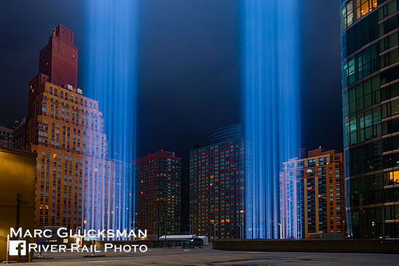 Up Close At The 911 Tribute In Light, New York, New York