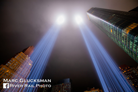 Up Close At The 911 Tribute In Light, New York, New York