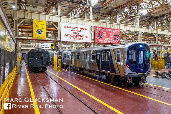 MTA NYCT Subway R9 1300 and R211T 4047, Coney Island Shops, Brooklyn, NY