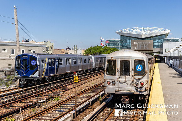 MTA NYCT Subway R211-R46 meet, Howard Beach-JFK, Queens, New York