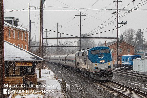 Amtrak Train 42 Pennsylvanian, AMTK 119, Christiana, Pennsylvania