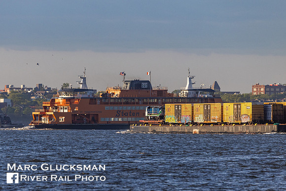 NYNJ Rail, McAllister Towing Bruce McAllister, Wabtec/MTA NYCT Subway R255, New York Harbor