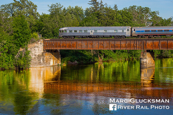 Webb Rail former New York Central car "Babbling Brook" crossing the Hudson River in Fort Edward, NY