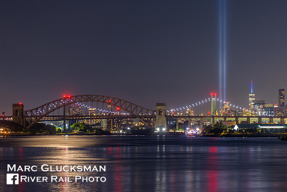 911 Tribute In Light, Freedom Tower, Triboro Bridge, Hell Gate Bridge, New York