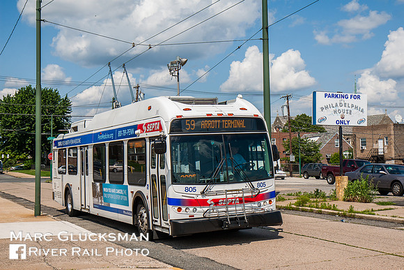 SEPTA 805, Trackless Trolley, Alma-Bleigh, Philadelphia, Pennsylvania