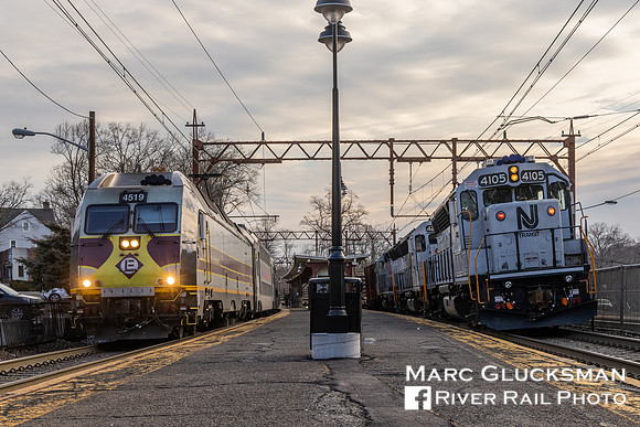 NJTR 4519 (Erie Lackawanna Heritage) and 4105 (Rail Train), Maplewood, New Jersey