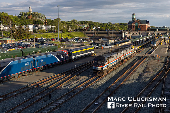 Amtrak P42Cs 9701 & 9700, Amtrak AMTK 717 702 off of Train 49, Albany-Rensselaer, New York