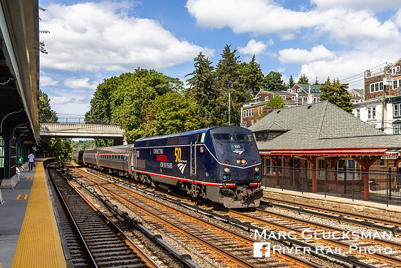 Amtrak Train 284, AMTK 100 (50th Ann/Midnight Blue), Irvington, New York